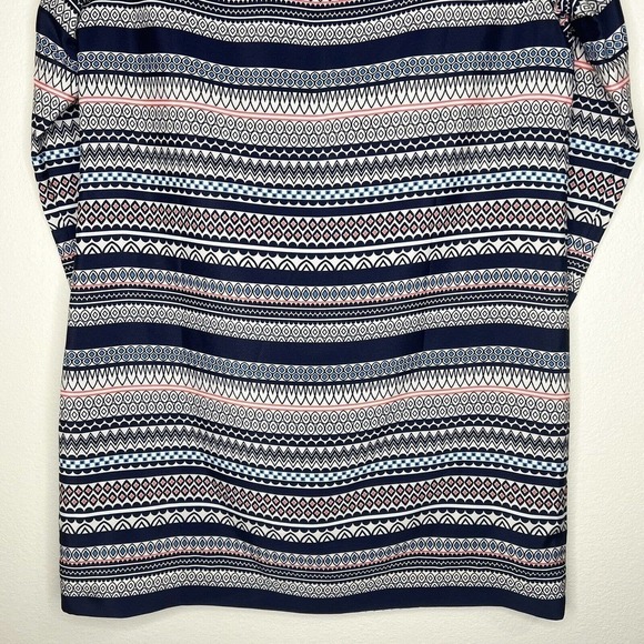 J. Crew Factory Navy Blue & White Geometric Striped 3/4 Sleeve Gallery Dress 14 - Picture 13 of 14